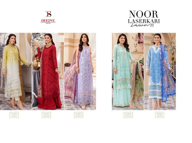 Deepsy Noor Laserkari Lawn 22 Casual Wear Cambric Cotton Salwar Suits Collection